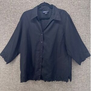 Jones New York Womens Linen Button Up Size 1X Elegant Summer Travel Beach Vacay